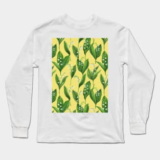 Lily of the valley on buttercup yellow Long Sleeve T-Shirt
